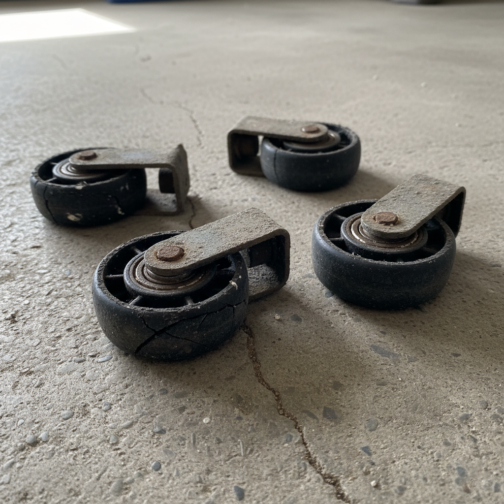 3. Worn-Out Rollers Replacement In Deerfield - Garage Door Service Worn-Out Rollers On A Floor
