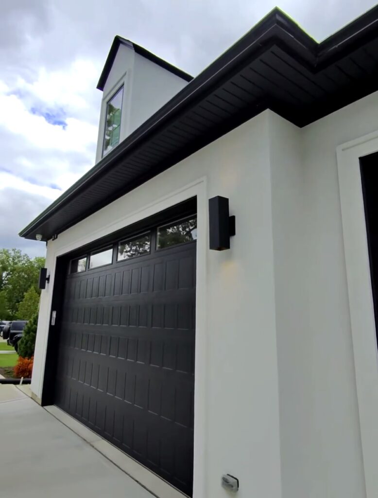 black garage door