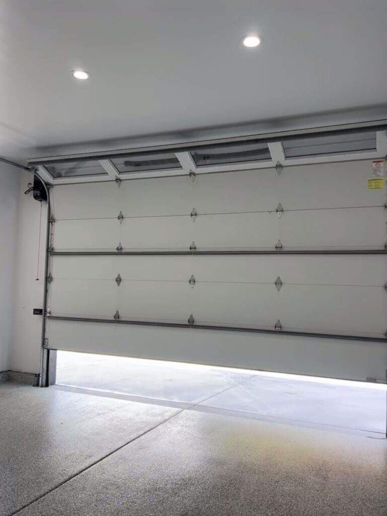 the garage door is ajar