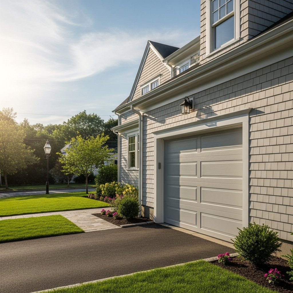Garage door on a sunny day