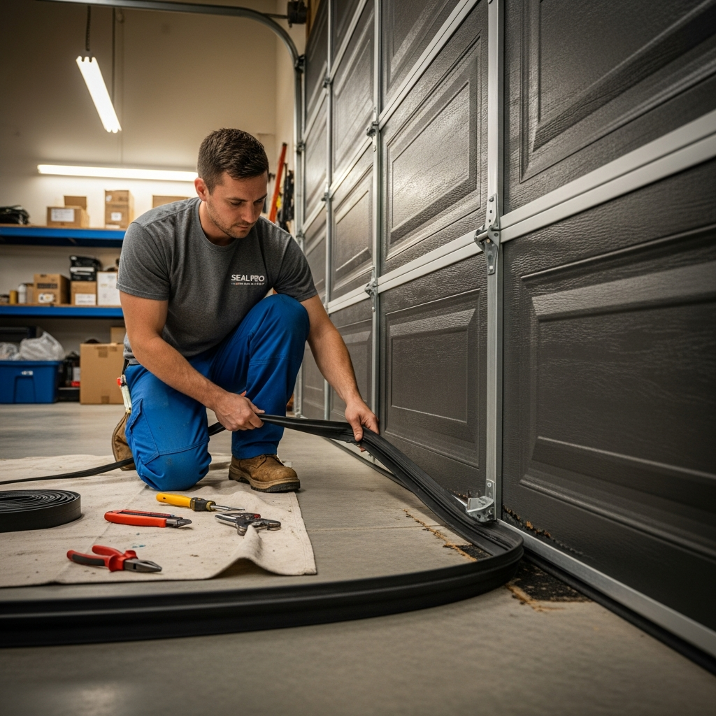 A Professional Replaces Garage Door Seals.