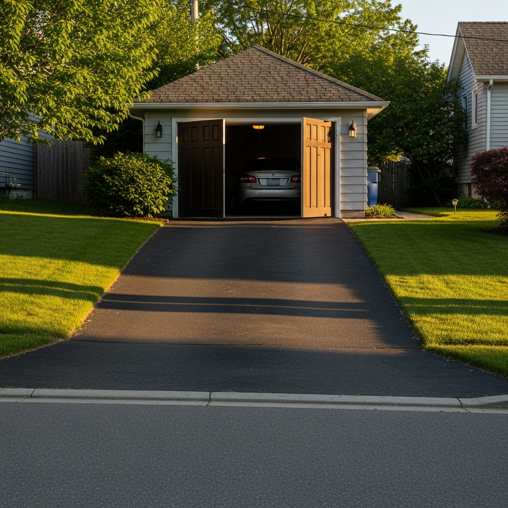 Half Opened Garage Door With Car Insight Inside