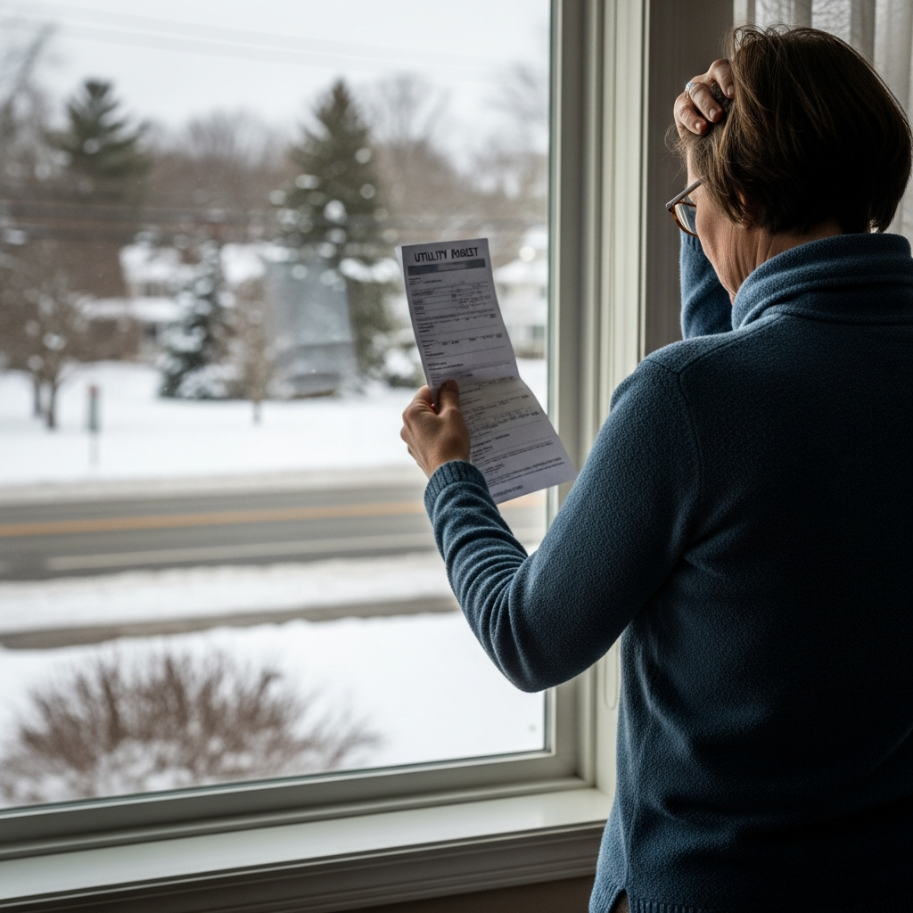 Homeowner With A Bill At The Window