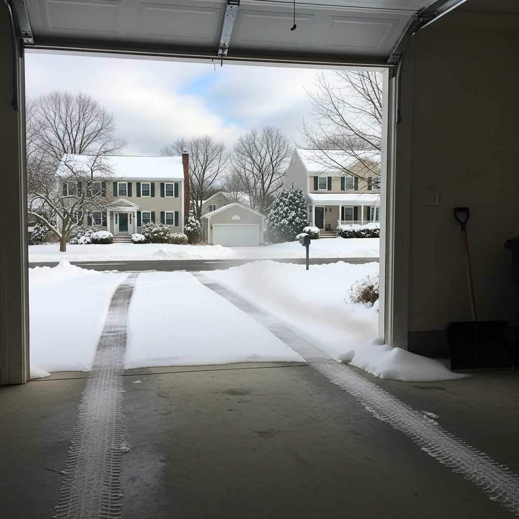 Open Garage Door In Winter