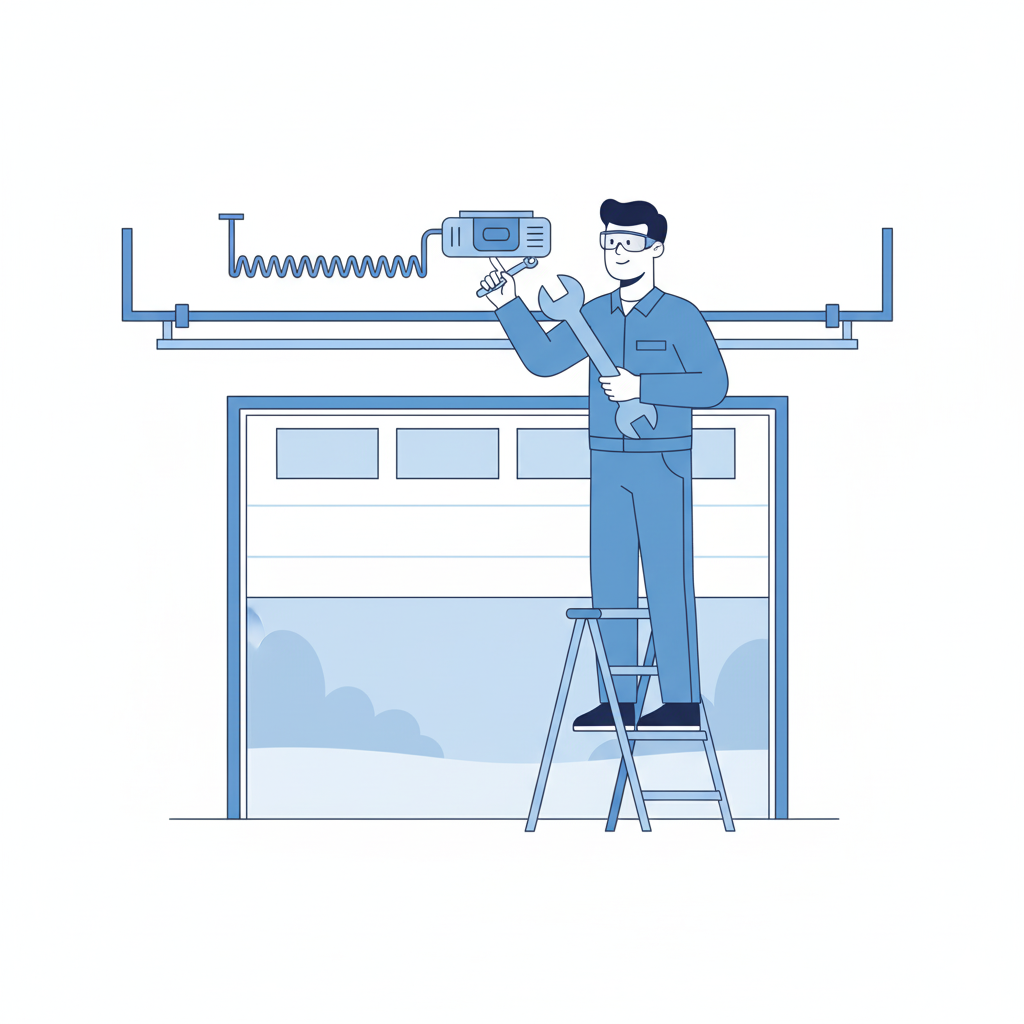 Technician Fixing A Garage Door Opener