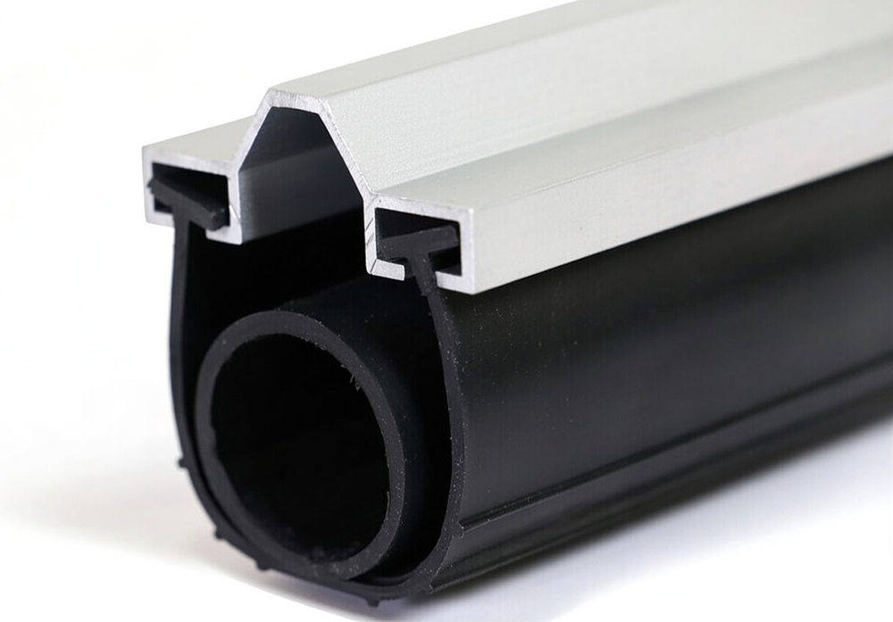 Close-Up Of A Heavy-Duty Aluminum Retainer And Rubber Bottom Weather Seal For A Garage Door, Recommended By Lead Contractor Dmytro Shevchenko For Homes In North West Chicago.
