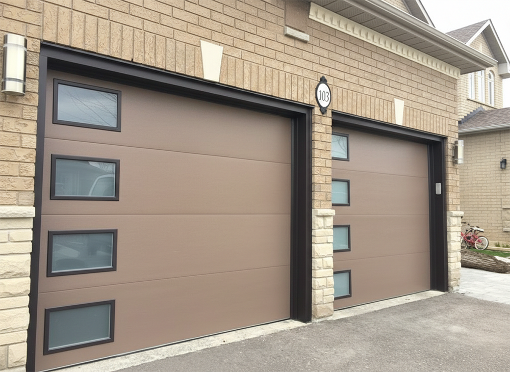 Style Garage Doors: 2026 Guide To Popular Designs &Amp; Trends For Chicago Homes Modern Beige Flush-Panel Designs With Vertical Window Accents As Examples Of Custom Garage Door Options, Installed By Lead Contractor Dmytro Shevchenko In North West Chicago.