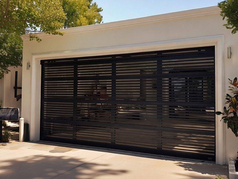 Style Garage Doors: 2026 Guide To Popular Designs &Amp; Trends For Chicago Homes Modern White Exterior Featuring A Black Horizontal Slat Design As A Unique Example Of Contemporary Garage Door Options, Installed By Lead Contractor Dmytro Shevchenko In North West Chicago.