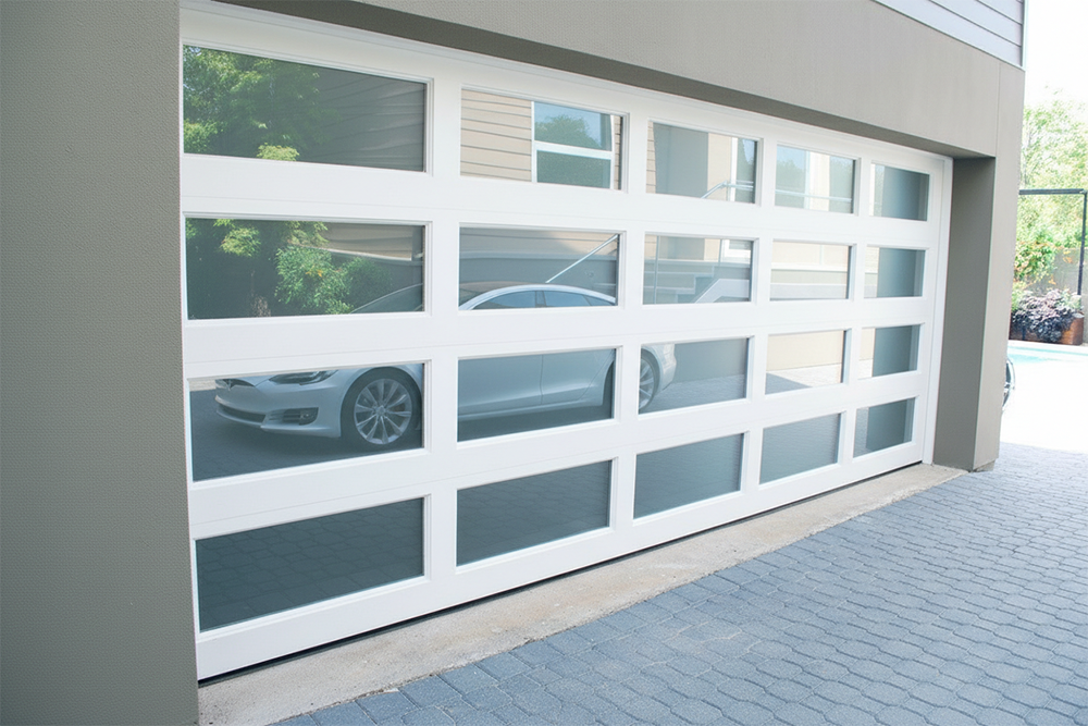 Style Garage Doors: 2026 Guide To Popular Designs &Amp; Trends For Chicago Homes Contemporary White Aluminum And Glass Design Showcasing Premium Garage Door Options Installed By Lead Contractor Dmytro Shevchenko In North West Chicago.