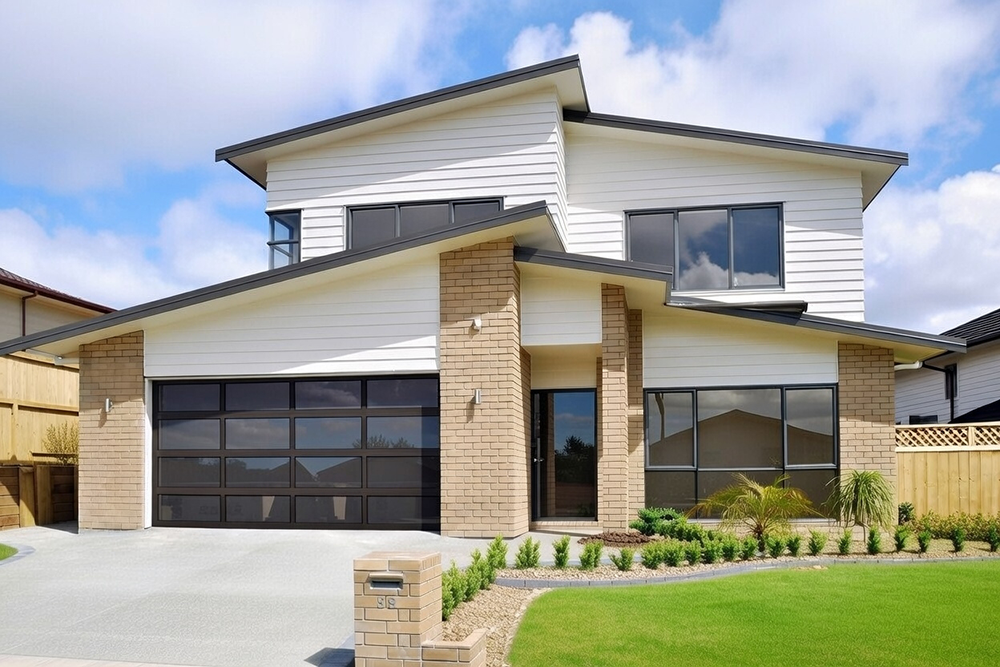 New Style Garage Doors: 2026 Trends &Amp; Modern Designs For Chicago Homes Modern Two-Story Home Featuring A Sleek Dark Glass Design As A Prime Example Of Contemporary Garage Door Options, Installed By Lead Contractor Dmytro Shevchenko In North West Chicago.
