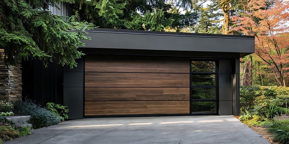 New Style Garage Doors: 2026 Trends &Amp; Modern Designs For Chicago Homes Modern Garage Featuring A Horizontal Wood Plank Design With A Black Frame And Glass Side Panel, Showcasing Premium Garage Door Options Installed By Lead Contractor Dmytro Shevchenko In North West Chicago.
Title: