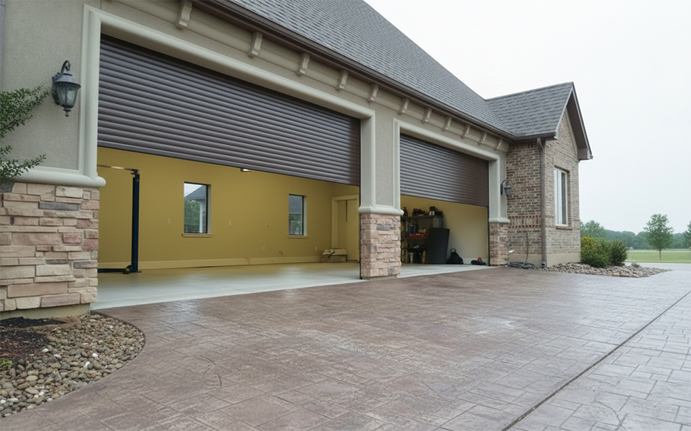 Modern Residential Garage Featuring Two Roll-Up Garage Door Options, Completed By Lead Contractor Dmytro Shevchenko In North West Chicago.
