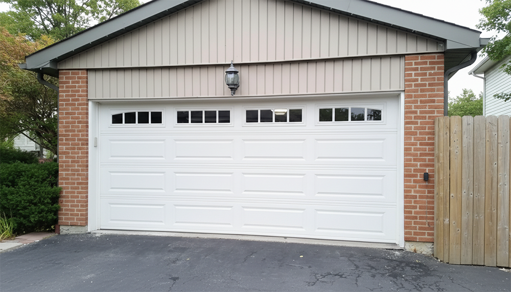 Style Garage Doors: 2026 Guide To Popular Designs &Amp; Trends For Chicago Homes Detached Garage Featuring A White Long-Panel Design With Windows As An Example Of Durable Garage Door Options, Installed By Lead Contractor Dmytro Shevchenko In North West Chicago.