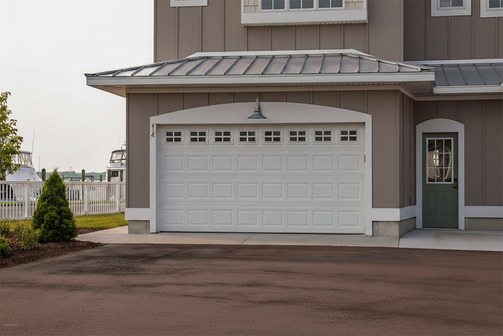 Style Garage Doors: 2026 Guide To Popular Designs &Amp; Trends For Chicago Homes Exterior Of A Home Featuring A White Panel Design With Upper Windows As An Example Of Durable Garage Door Options, Installed By Lead Contractor Dmytro Shevchenko In North West Chicago.