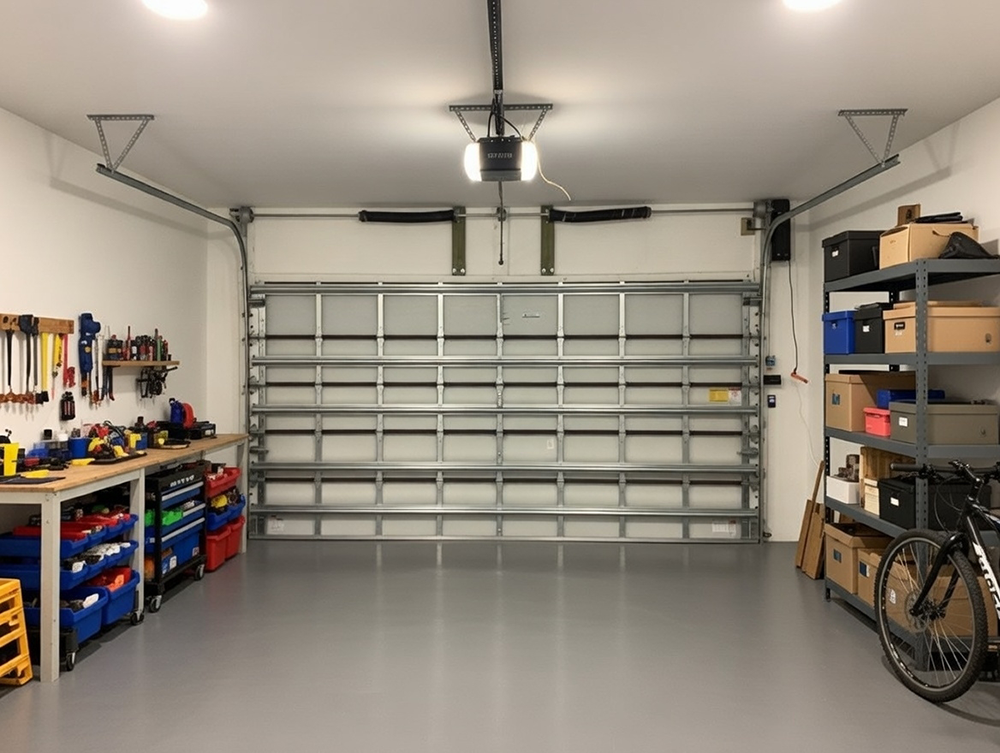 Garage Door Opening Styles: Choosing The Right Movement For Your Home Example Of Garage Door Opening Styles Featuring A Durable Aluminum Or Steel Sectional Overhead Garage Door With Horizontal Panels And Full-Width Design, Professionally Installed By Lead Contractor Dmytro Shevchenko In North West Chicago.